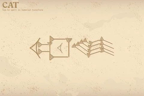 Cuneiform symbol for “Cat” from ancient Sumer 스톡 일러스트