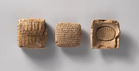 Cuneiform tablet with a small second tablet: private letter ca. 20th19th ce.. Stock Photos