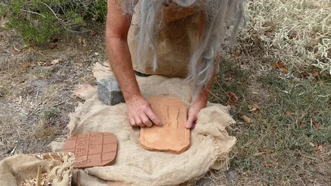 Cuneiform writing tablet 3 Stock Footage 97837828