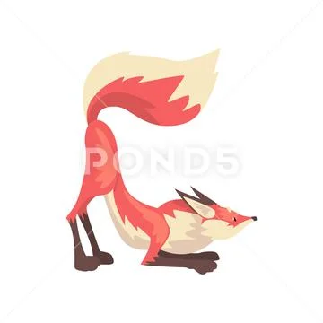 Cunning Red Fox Character Cartoon Vector Illustration Stock Illustration