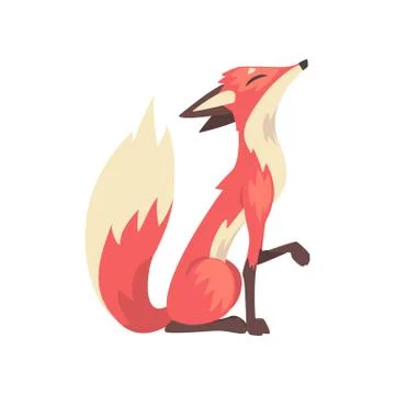 Cunning Red Fox Character Sitting, Side View Cartoon Vector Illustration Illustrazione stock