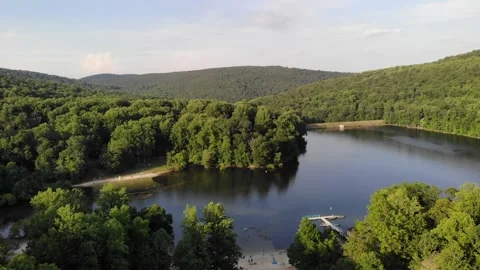 Cunningham Falls State Park is a public recreation area located west of Thurmont Stock Footage 134501238
