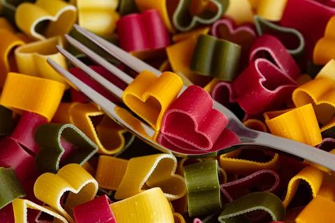 Cuoricini Italian pasta on a fork Stock Photos