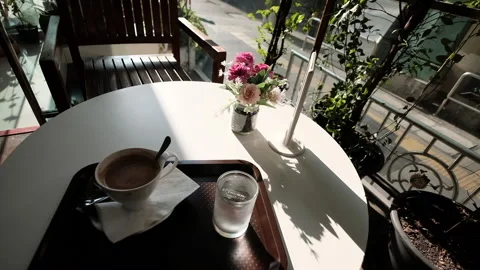 Cup of  Americano on the Table at cafe Vídeos de archivo 226363129