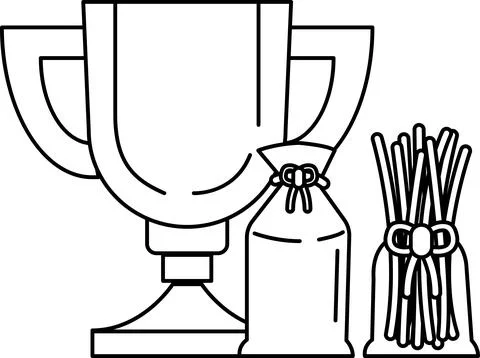 A cup and a bag of strings are shown next to each other Stock Illustration