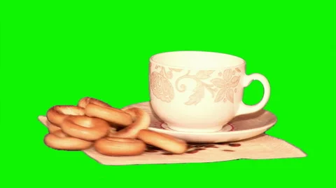 Cup and bread rings Stock Footage 43737378