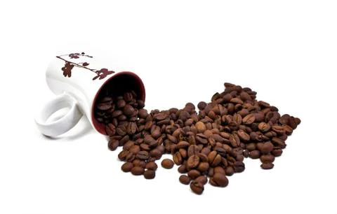 Cup and coffee beans Stock Photos