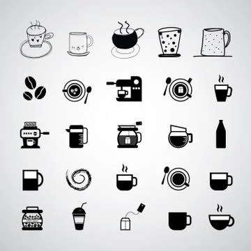 Cup and coffee icon set Stock Illustration