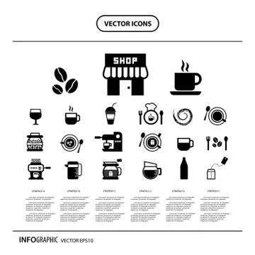 Cup and coffee  icon set Stock Illustration