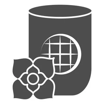 Cup and flower solid icon, chinese mid autumn festival concept, tea drinking Stock Illustration