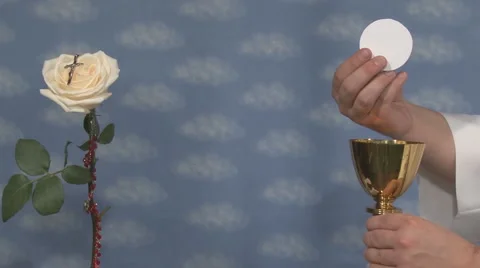 Cup and Host  - Rose with Cross Stock Footage 5090177