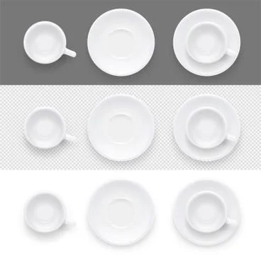 Cup and plate for coffee tea. Ceramic dishes drink. Vector illustration. Illustrazione stock