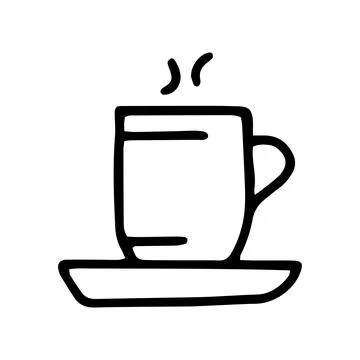 Cup and saucer line vector doodle simple icon Stock Illustration