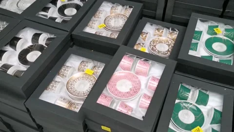 Cup and Saucer Selection Stock Footage 159291553