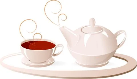 Cup and teapot Stock Illustration