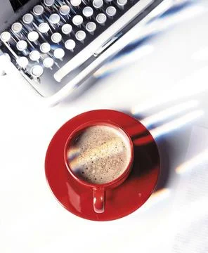 Cup And Typewriter Stock Photos