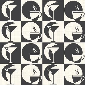Cup and wine glass pattern. Vector Stock Illustration