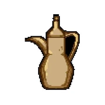 Cup arabic tea pot pixel art vector illustration Stock Illustration