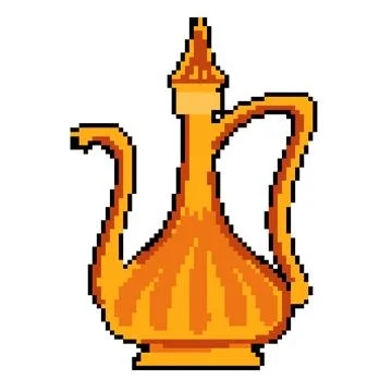 Cup arabic tea pot pixel art vector illustration Stock Illustration