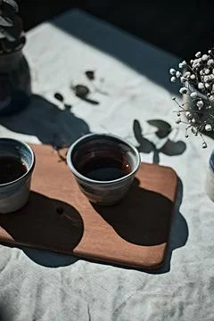 A cup of aromatic black coffee Stock Photos