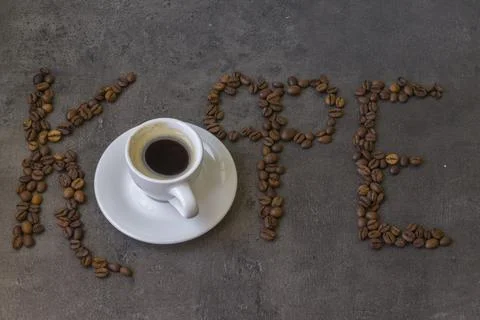 Cup of aromatic coffee on the table Foto stock