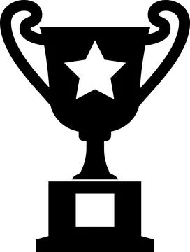 Cup badge, trophy, victory symbol, black silhouette. Stock Illustration