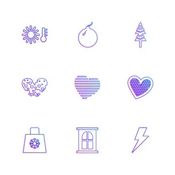 Cup , bag , flags , hearts , camera , favourite , flag , eps icons set vector Stock Illustration