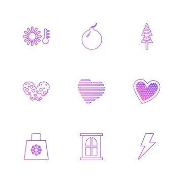 Cup , bag , flags , hearts , camera , favourite , flag , eps icons set vector Stock Illustration