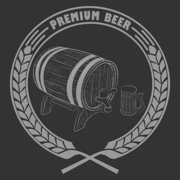 Cup of beer, barrel Stock Illustration