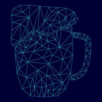 Cup beer low poly triangulation triangulated polygonal electric cyan blue vib Stock Illustration