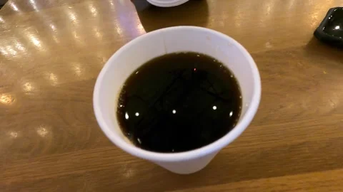 Cup of black coffee up close Stock Footage 264792595