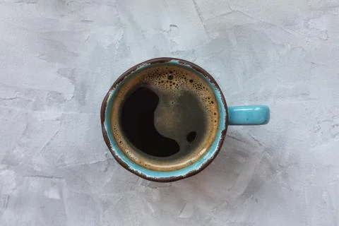 Cup of black coffee on gray background Stock Photos