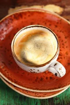 A cup of black coffee rustic style Stock Photos