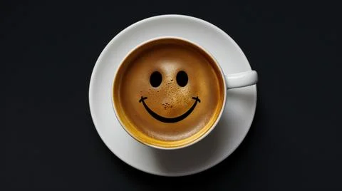 A cup of black coffee on a table, top view, isolated Stock Illustration
