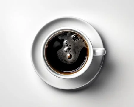 A cup of black coffee on a table, top view, isolated Stock Illustration