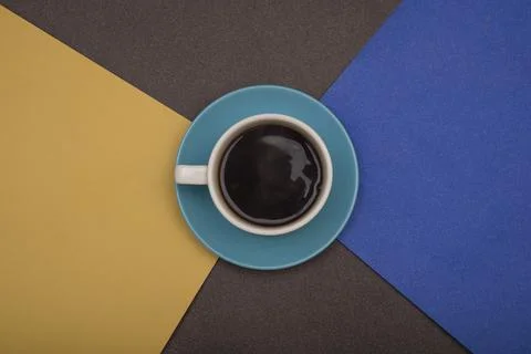 Cup of black coffee table top - breakfast concept Stock Photos