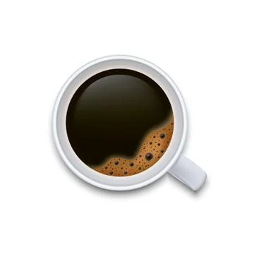 A cup of black coffee top view isolated on white background. Vector illustrat Stock Illustration
