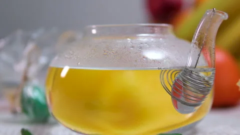 Cup Black Milk Tea . Brewed Herbal Leaf. Pouring Milk On Tea Cup. Indian Masala Stock-Footage 306583676