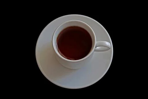 Cup of black tea on black background Stock Photos