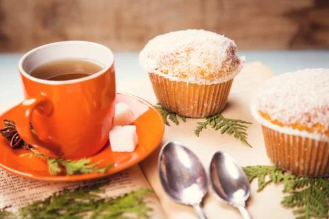 Cup on the book Stock Photos