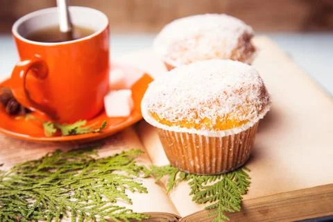 Cup on the book Stock Photos