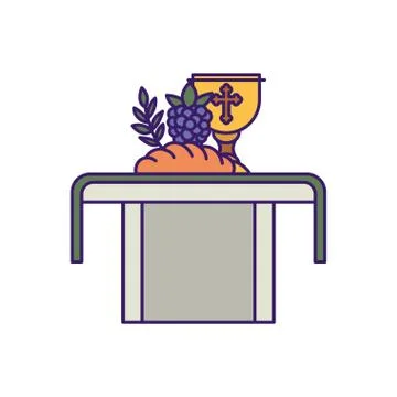 Cup bread and grapes fill vector design Stock Illustration