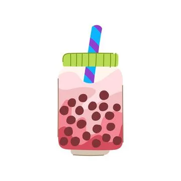 Cup bubble tea cartoon vector illustration Stock Illustration
