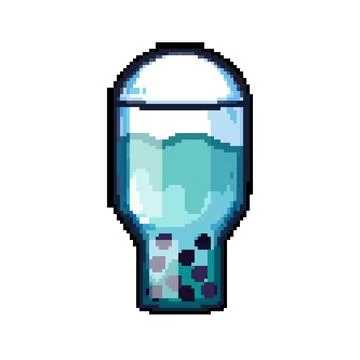Cup bubble tea pixel art vector illustration Stock Illustration