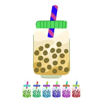Cup bubble tea vector cartoon graphic Stock Illustration