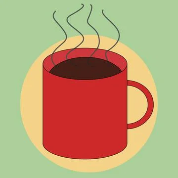 Cup of burning hot coffee logo - flat design Stock Illustration