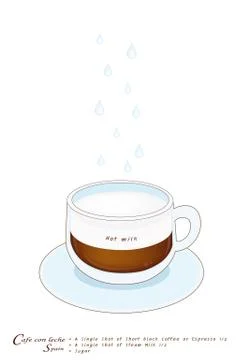 A Cup of Cafe con Leche on White Background Stock Illustration