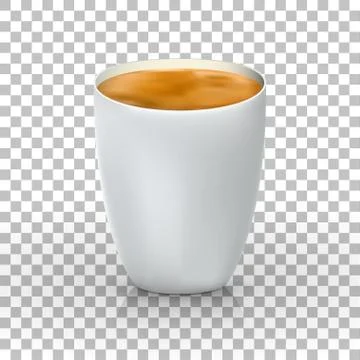 Cup of caffee front view. Realistic vector 3d glossy blank white coffee cup Stock-Illustration