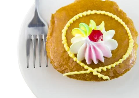 Cup cake and fork Stock Photos