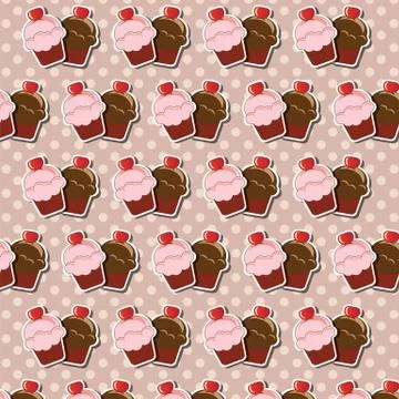 Cup cake background Stock Illustration